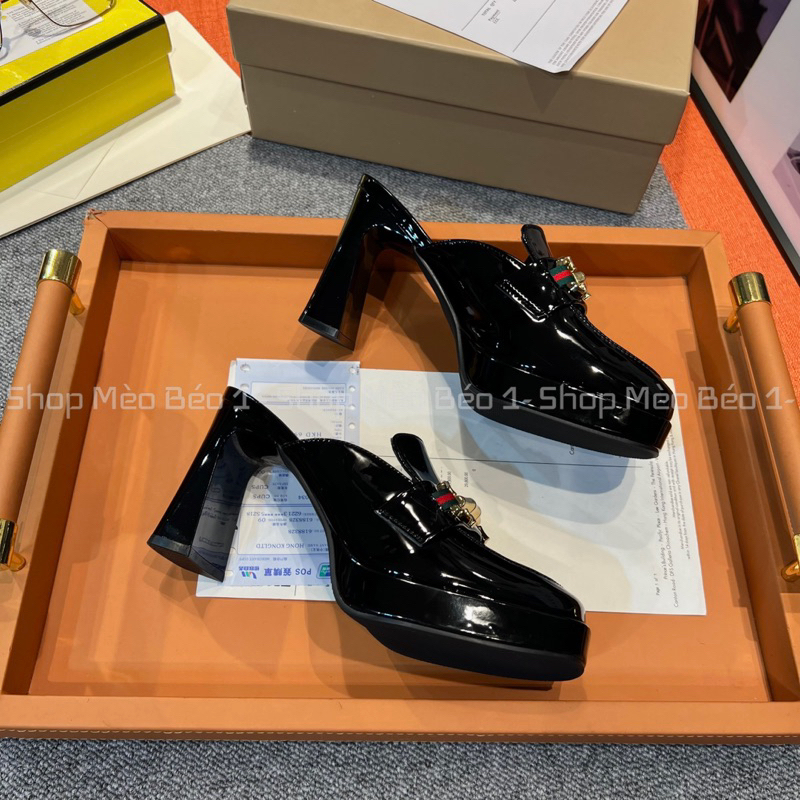 Sục cao gót mũi vuông khoá ngang đế đúp gót trụ fullbox hàng quảng châu cao cấp