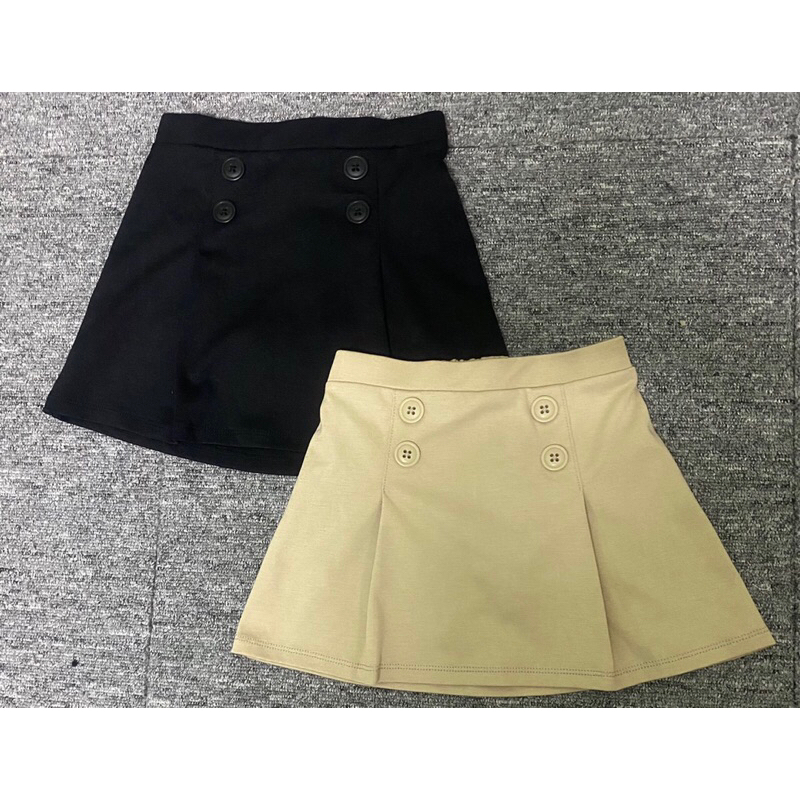 Chân váy ngắn học sinh bé gái kaki mềm 4 cúc 2-12Y