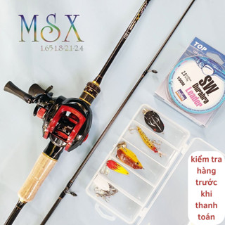 Bộ cần câu lure máy ngang cao cấp, cần câu MSX -  BCM12-ngang ( tặng dây câu lure và hộp mồi )