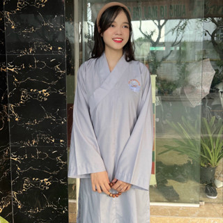  Áo Tràng Phật Tử vải Kate mịn áo pháp áo lam đi chùa giản dị cho các khóa tu 