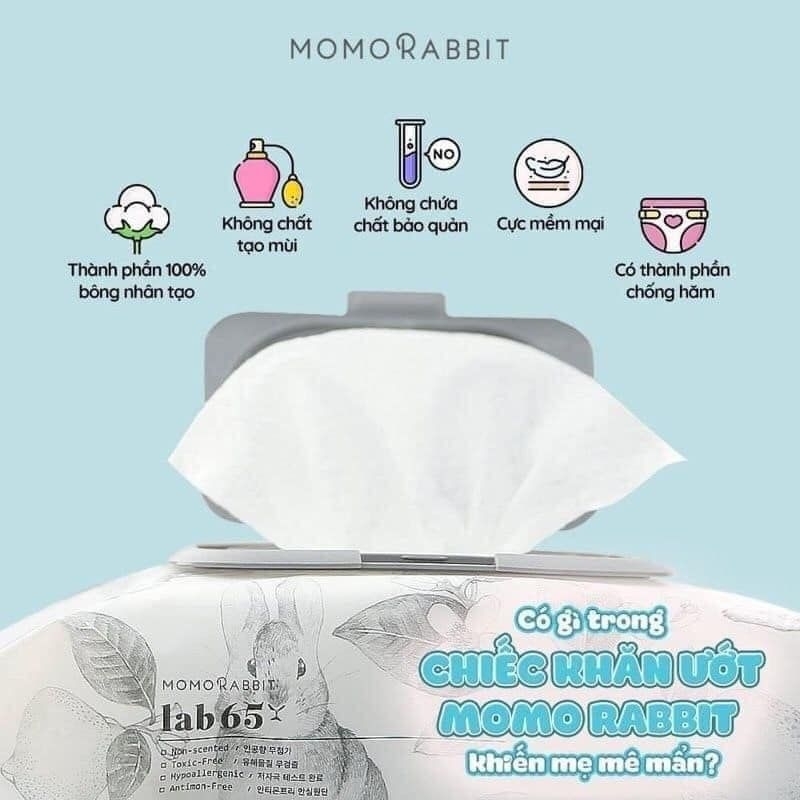 Khăn Ướt MomoRabbit Lab 65 Hàn Quốc - Bịch 72 tờ