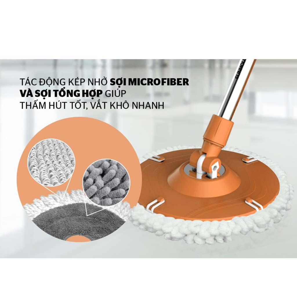 Bông lau nhà Sunhouse thế hệ mới KS-CO260S/CO350M xoay 360 độ thấm hút tốt ,vắt khô nhanh-KIMBAO