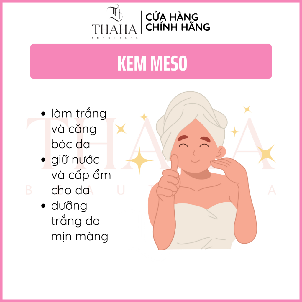 Kem Meso MH Beauty Spa, Căng bóng da, Cấp nướng dưỡng ẩm cho da, Dưỡng trắng da