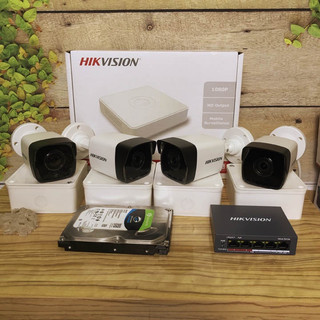 Trọn bộ 4 mắt camera IP POE H.265+ hikvision 720P, camera lắp ngoài trời, hồng ngoại cấp nguồn, chưa ổ cứng