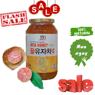 Mật ong chanh đào Hàn Quốc Dooraewon thực dưỡng, thải độc, giải rượu, mật ong ngâm, lọ 1000ml