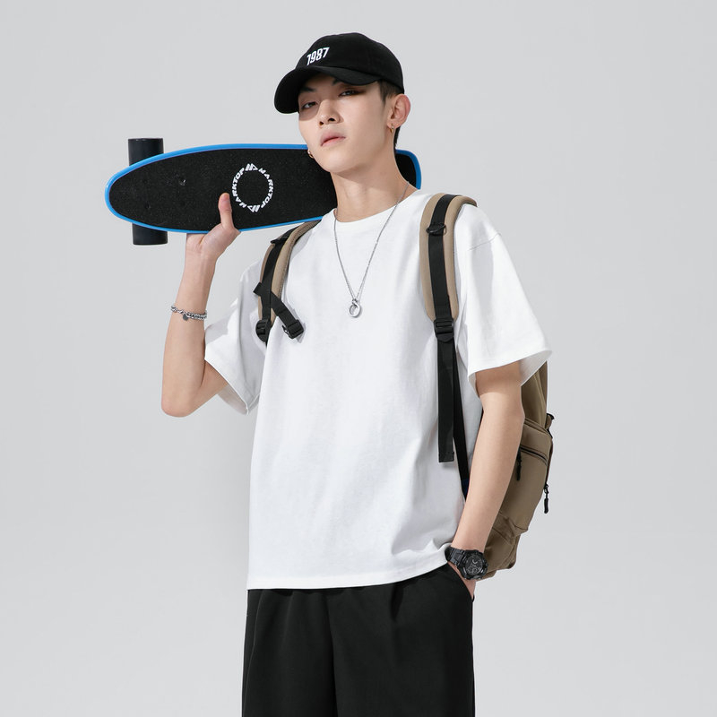 Áo thun nam tay lỡ basic, áo thun trơn TAY LỠ màu trắng - đen basic FEENY STORE