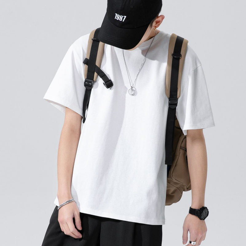 Áo thun nam tay lỡ basic, áo thun trơn TAY LỠ màu trắng - đen basic FEENY STORE