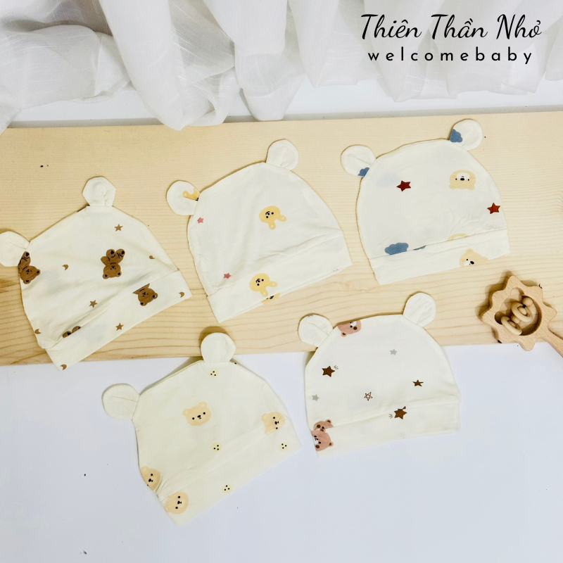 Mũ sơ sinh cho bé họa tiết xinh xắn