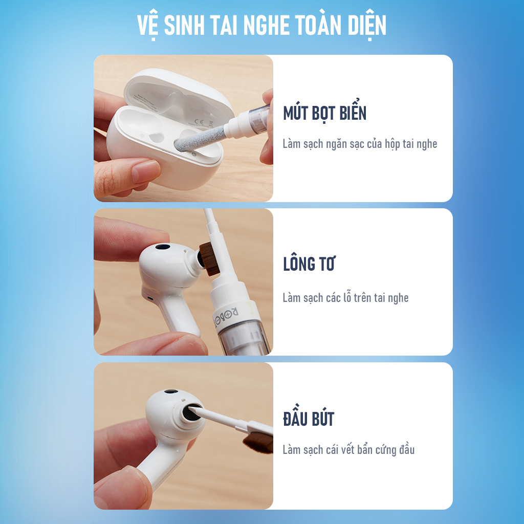 Bút Vệ Sinh Đa Năng Tai Nghe Điện Thoại Robot RMC10 - Hàng Chính Hãng