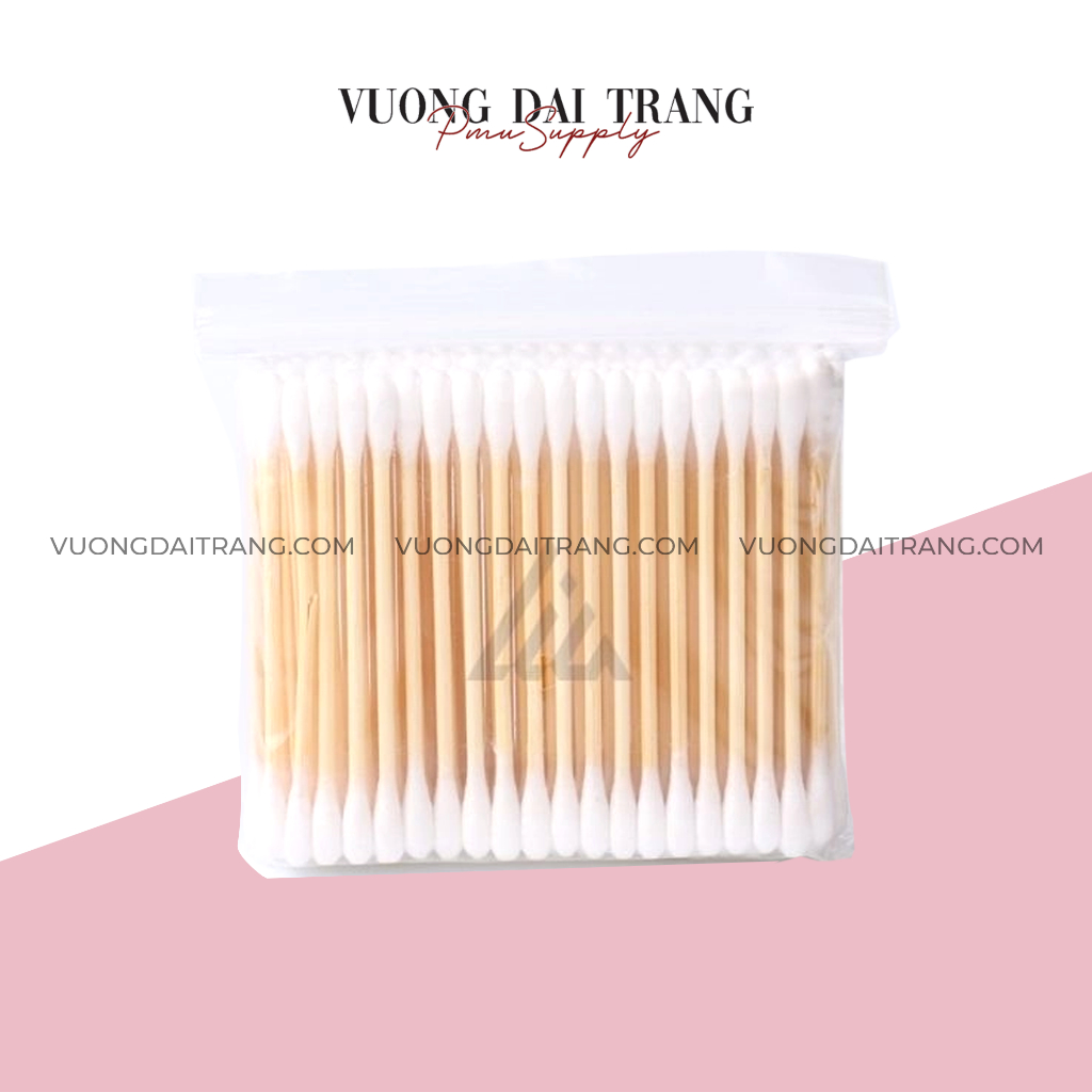 COMBO 100 que/túi Tăm bông gỗ Tém, vét Lông Mày, môi siêu tiết kiệm và gỡ keo nối mi