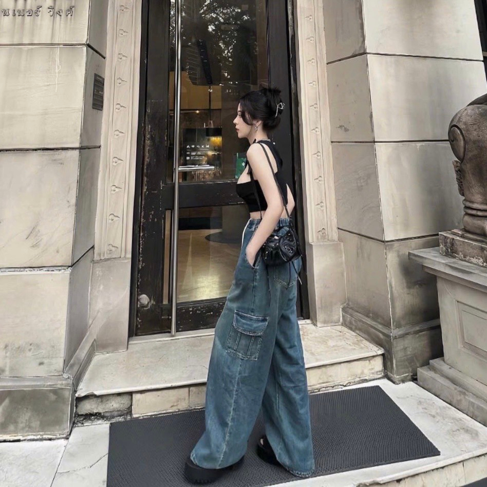 Quần jeans ống rộng túi hộp dây rút phong cách ulzzang - Retrostyle - QuanJeandayrutbung9899_P0K42