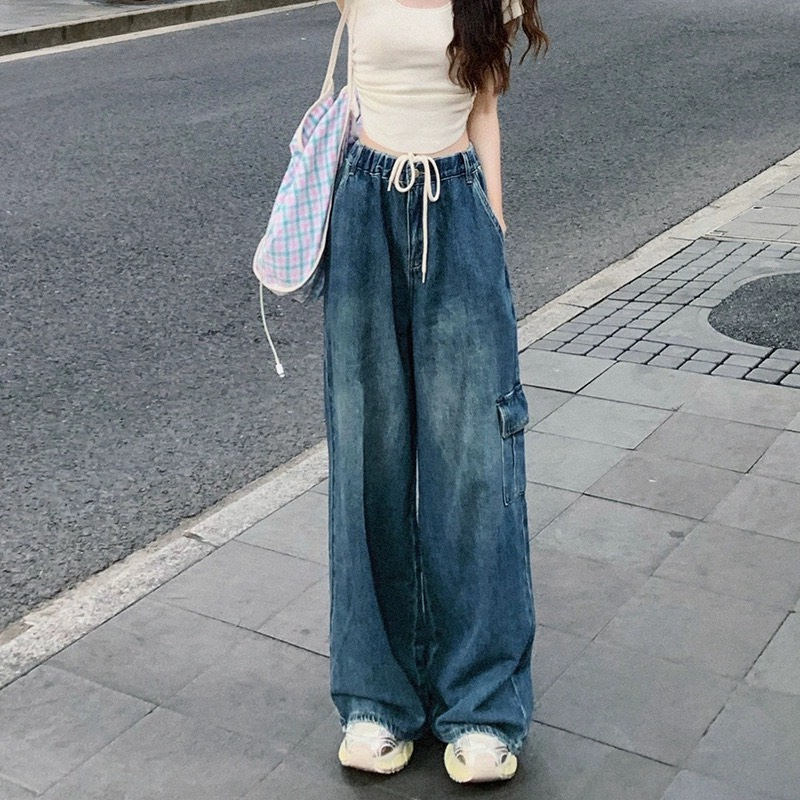 Quần jeans ống rộng túi hộp dây rút phong cách ulzzang - Retrostyle - QuanJeandayrutbung9899_P0K42