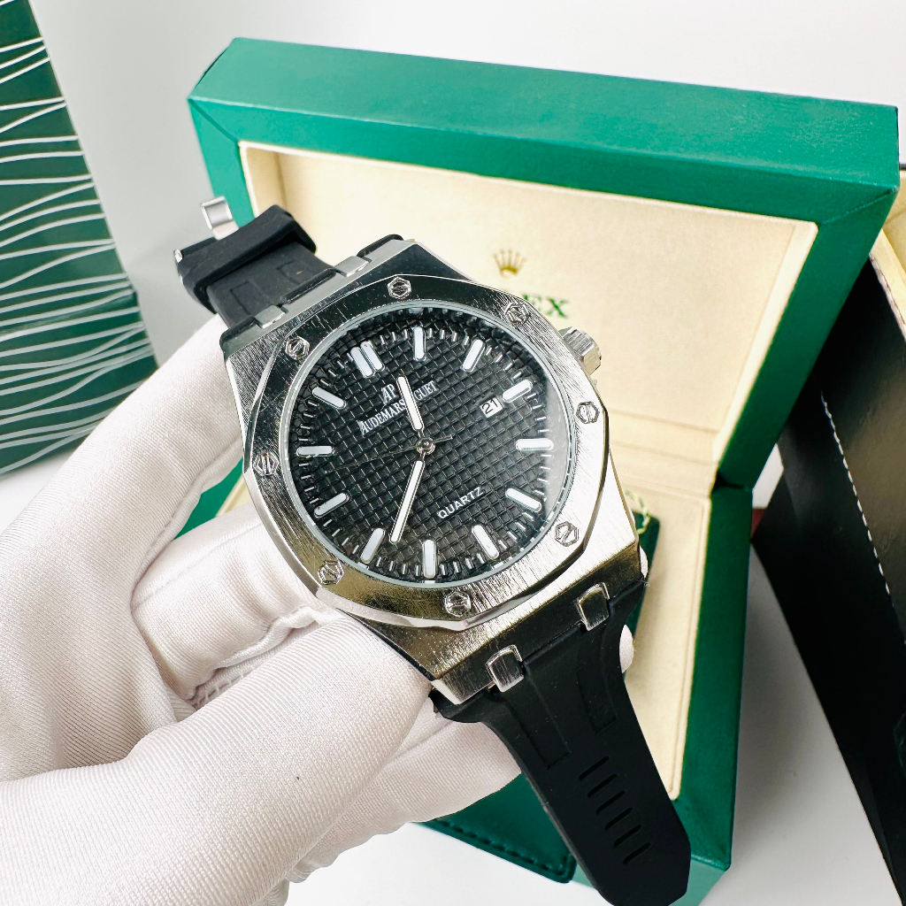 Đồng hồ nam abaume piguet dây cao su size 40mm khung vỏ thép cao cấp, bảo hành 12 tháng