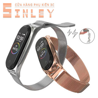 Dây Đồng Hồ Đeo Tay,Dây đeo thay thế bằng kim loại, mắt lưới nam châm cho Đồng Hồ Thông  Minh Xiaomi Mi band 5/6 Mi Band