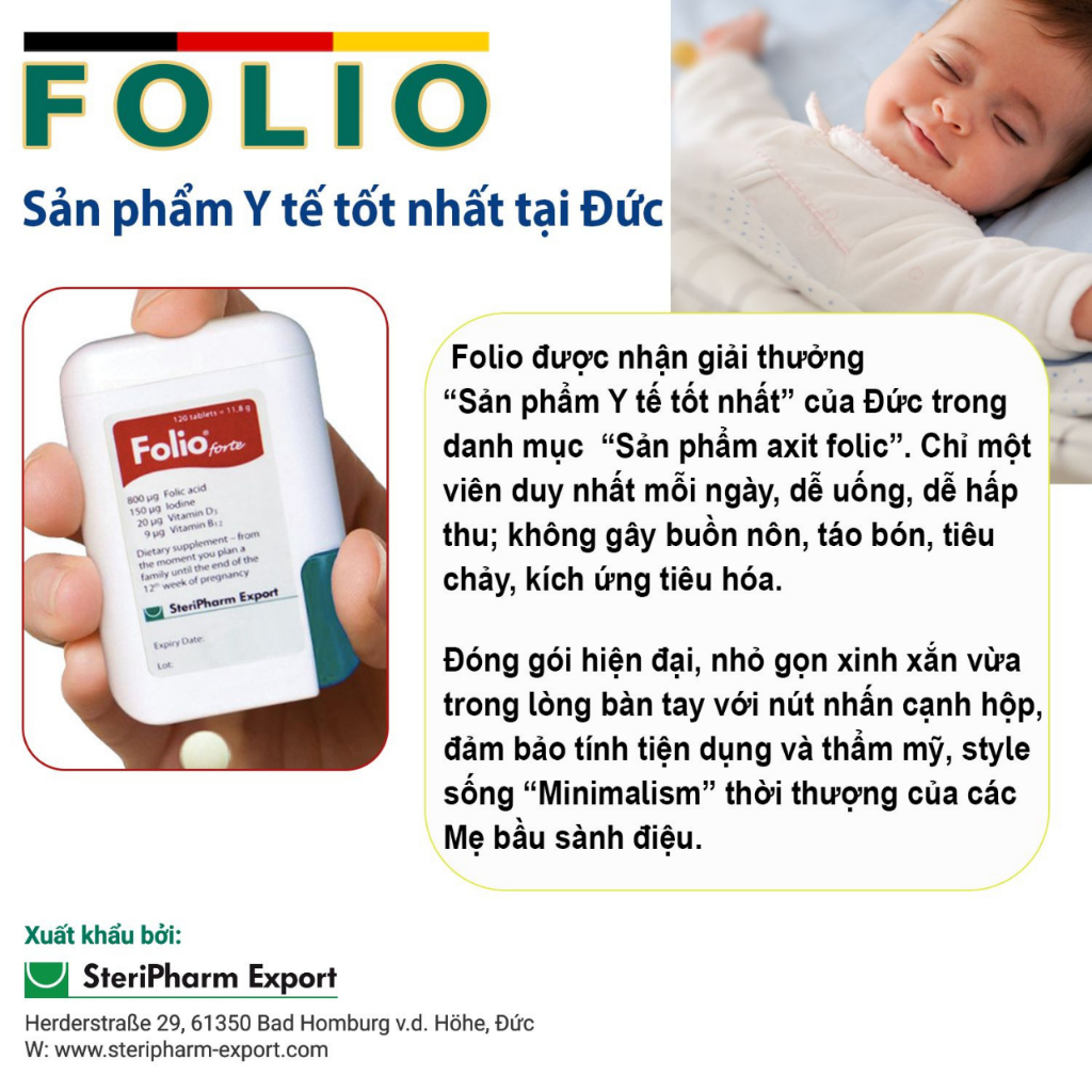 Folio Forte Viên Uống Bổ Sung Acid Folic Cho Mẹ Bầu Và Cho Con Bú Hộp 30 Viên - NHẬP KHẨU CHÍNH HÃNG CÔNG TY