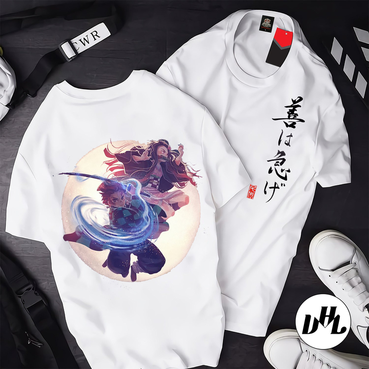 Áo thun nam nữ hình Tanjiro và nezuko, Áo thun Anime Manga truyện tranh Naruto Unisex Nam Nữ