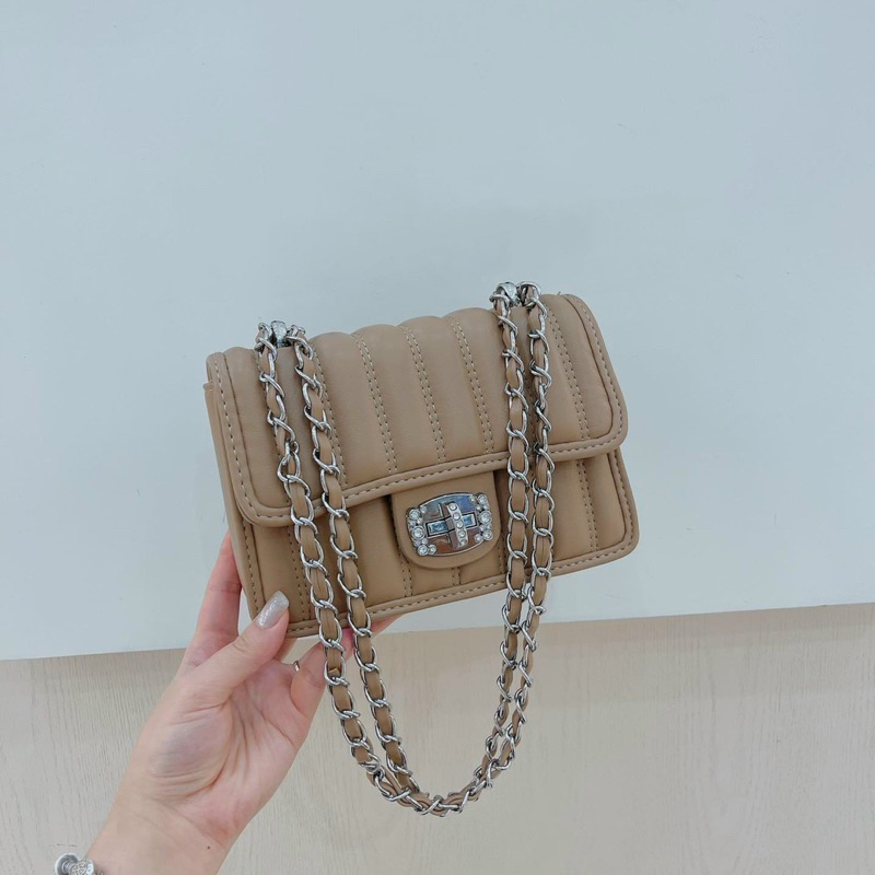 Túi Bassic SỌC KHOÁ ĐÁ đeo chéo đeo vai dễ phối đồ T1200