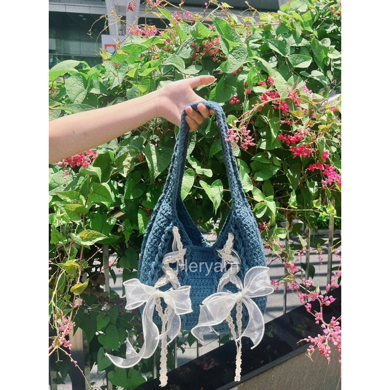 CINTA BAG - Túi tote thắt nơ len móc xinh xắn, thích hợp mang đi chơi - HERYARN