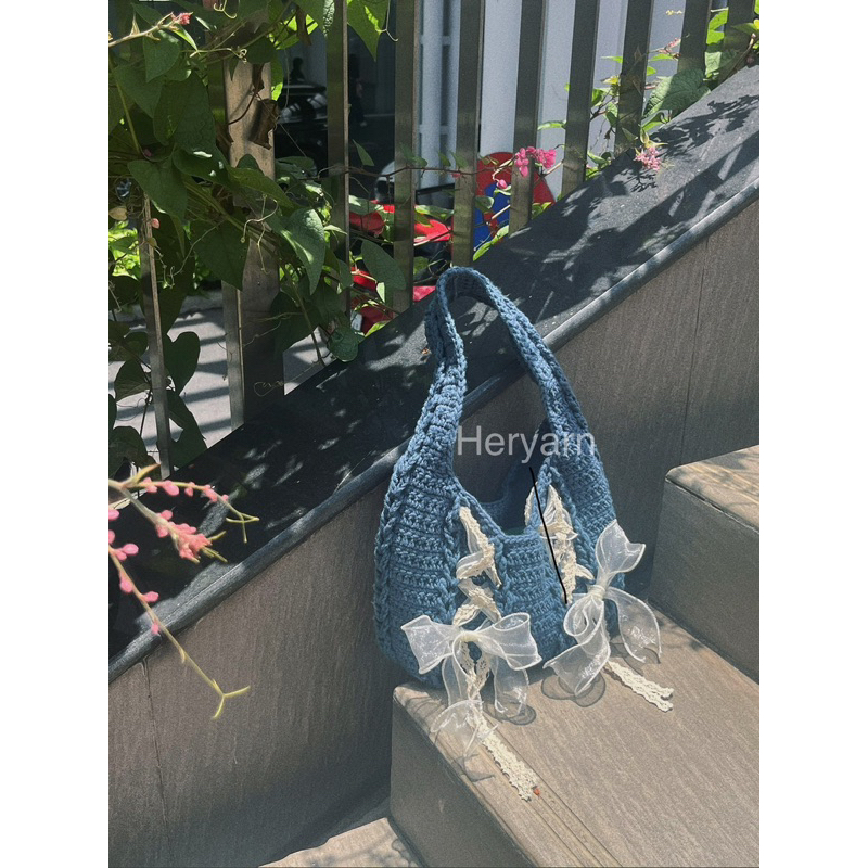 CINTA BAG - Túi tote thắt nơ len móc xinh xắn, thích hợp mang đi chơi - HERYARN