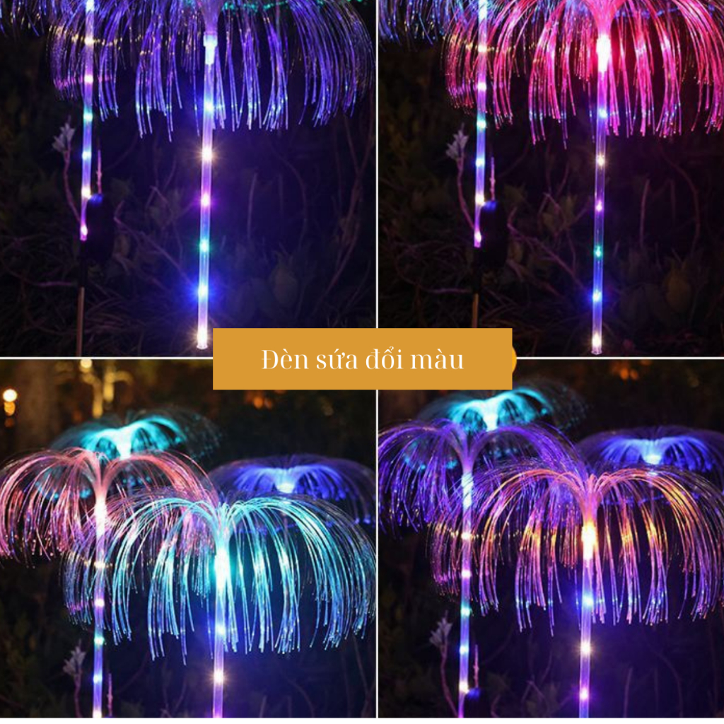 Đèn trang trí năng lượng mặt trời hình sứa đổi màu chống nước đèn cắm sân vườn trang trí NLMT