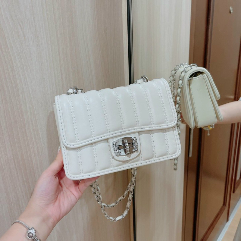 Túi Bassic SỌC KHOÁ ĐÁ đeo chéo đeo vai dễ phối đồ T1200