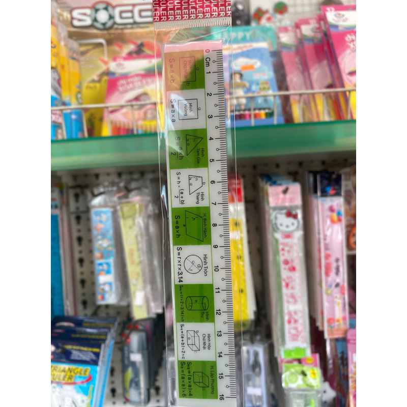 Thước kẻ 15,20cm có bảng cửu chương và công thức hình học