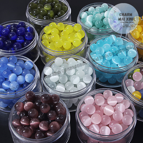 Đá Mắt Mèo - Nhiều Màu sắc - 6mm 8mm 10mm - Xâu Mix Vòng Nam Nữ - Phụ KIện Trang Sức Phong Thủy