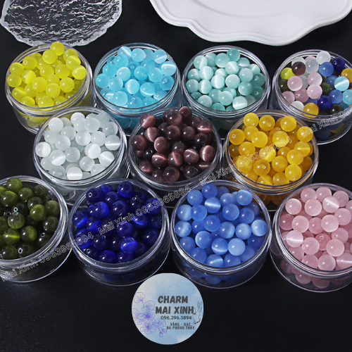 Đá Mắt Mèo - Nhiều Màu sắc - 6mm 8mm 10mm - Xâu Mix Vòng Nam Nữ - Phụ KIện Trang Sức Phong Thủy