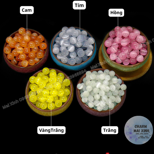 Đá Mắt Mèo - Nhiều Màu sắc - 6mm 8mm 10mm - Xâu Mix Vòng Nam Nữ - Phụ KIện Trang Sức Phong Thủy