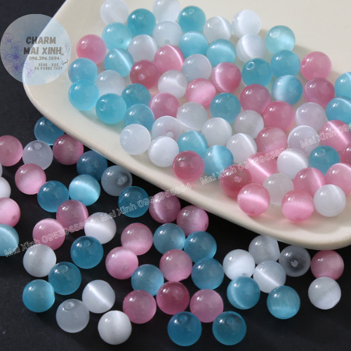 Đá Mắt Mèo - Nhiều Màu sắc - 6mm 8mm 10mm - Xâu Mix Vòng Nam Nữ - Phụ KIện Trang Sức Phong Thủy