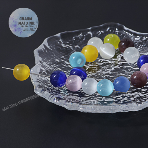 Đá Mắt Mèo - Nhiều Màu sắc - 6mm 8mm 10mm - Xâu Mix Vòng Nam Nữ - Phụ KIện Trang Sức Phong Thủy