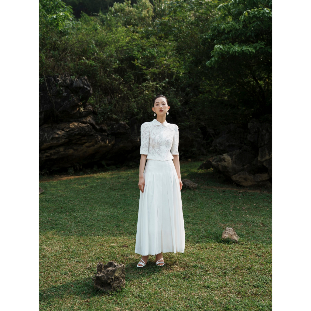 Áo Jacket Lửng Và Chân Váy Xòe Xếp Ly Nữ White Ant ERA MID LENGTH PLEATED SKIRT 110500001.001