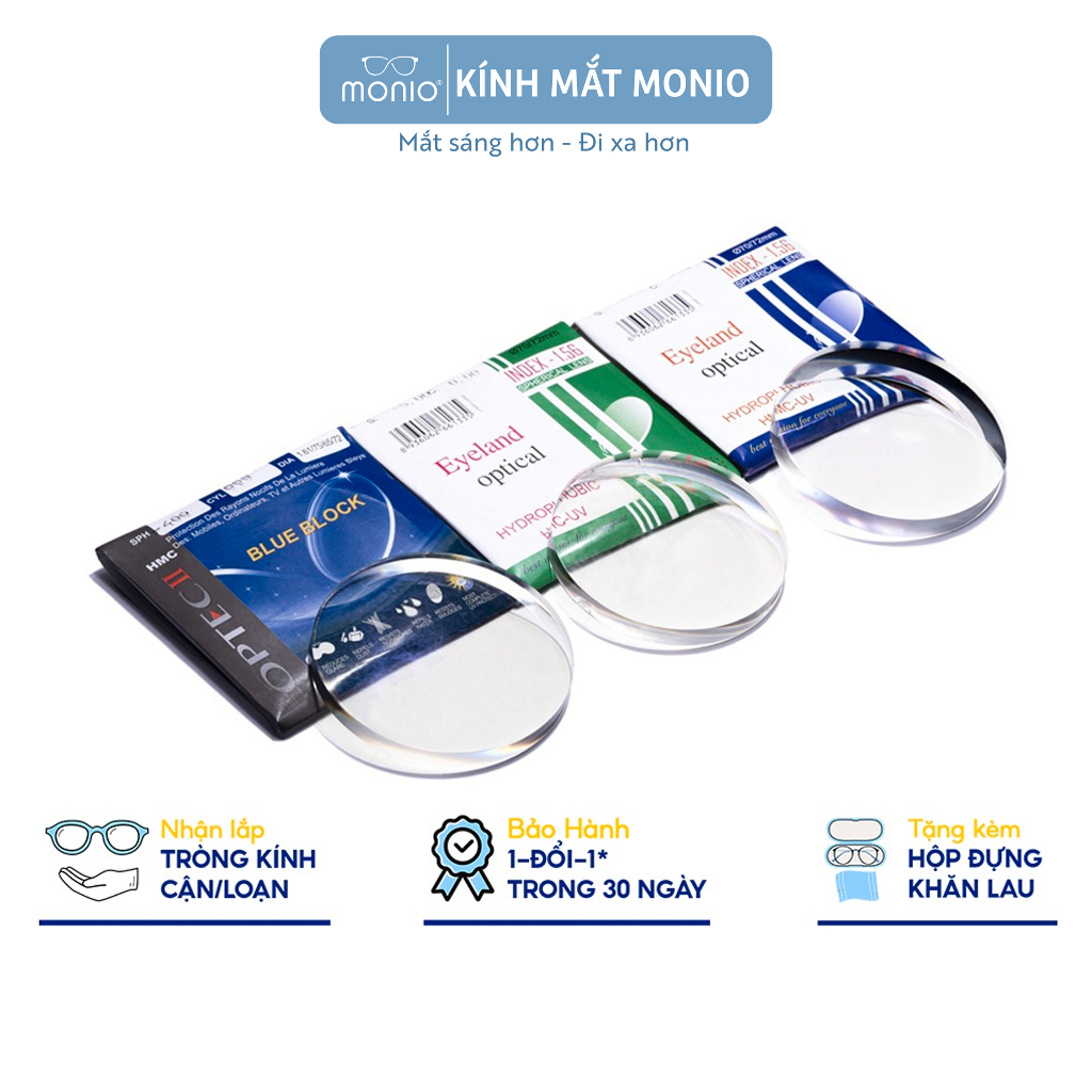 Tròng Kính Cận Loạn Có Độ MONIO Chống Ánh Sáng Xanh Đi Nắng Chống Tia UV400 Không Gây Kích Ứng