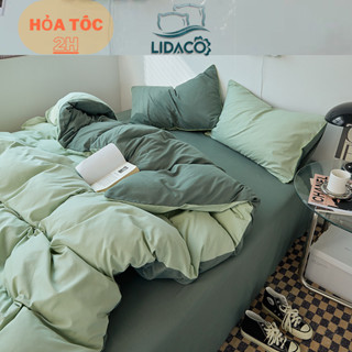 Bộ vỏ chăn ga gối cotton tici Lidaco cotton đũi trơn dày decor phòng ngủ vintage đủ mọi cỡ nệm