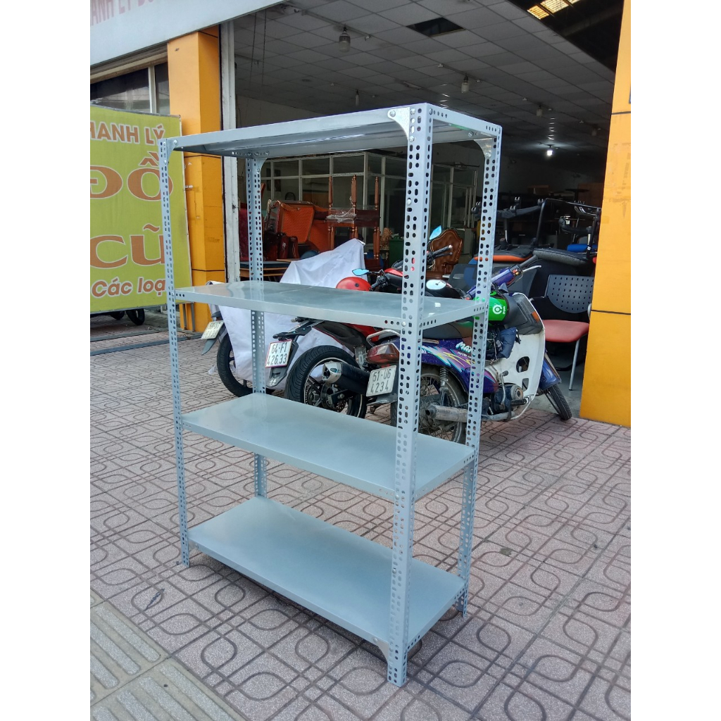 Kệ sắt v lỗ Đăng Khôi Cao 1m,1m2,1m5, Rộng 30cm,Dài 60cm sử dụng V 3*5 sàn dày 0.6l
