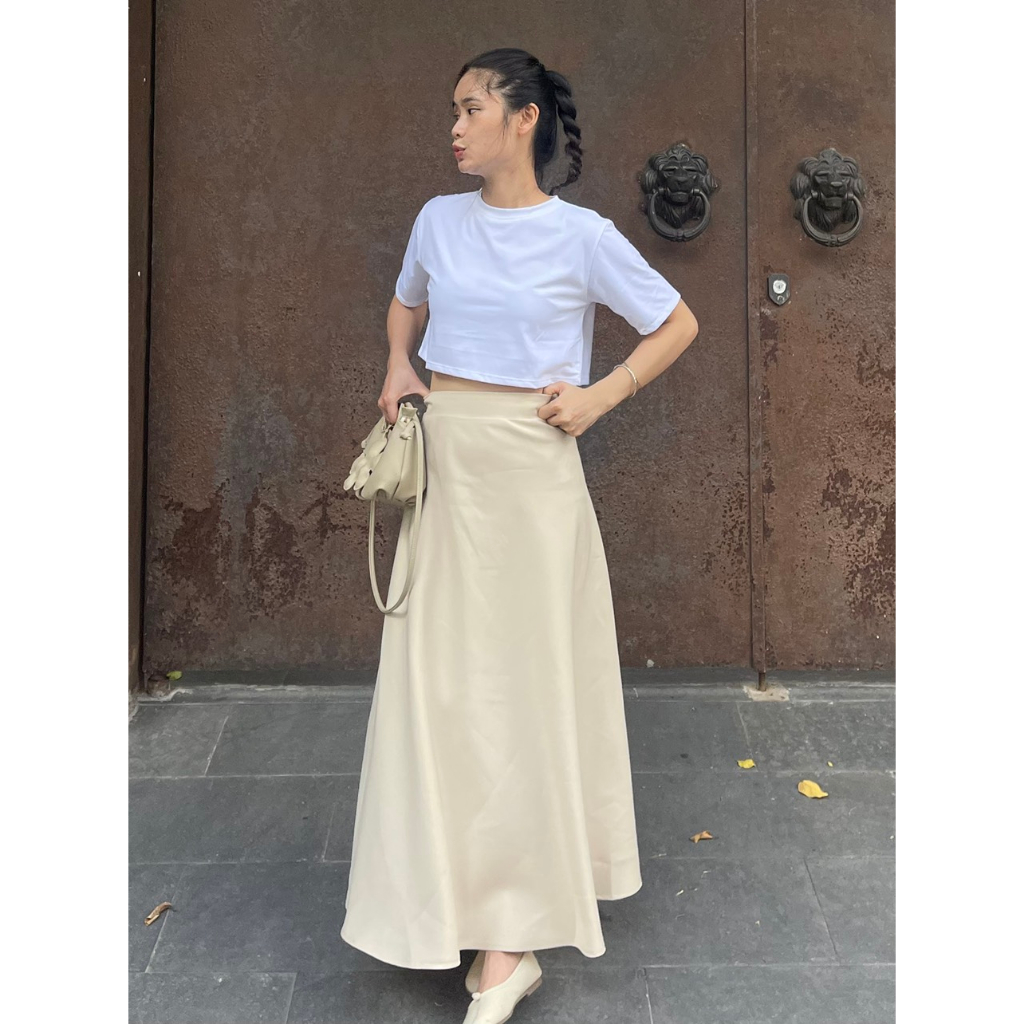 Chân váy dài form A  - BLACK - BEIGE  SKIRT CHICHI