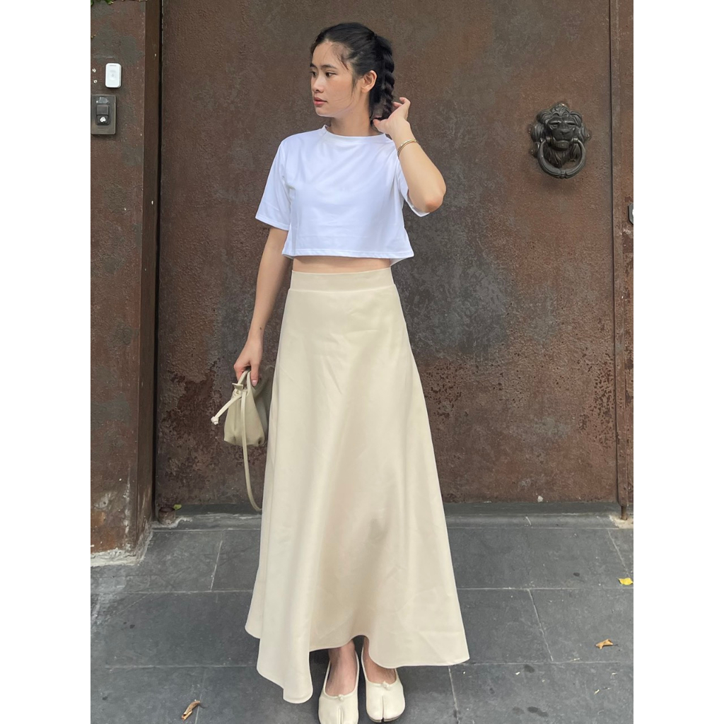Chân váy dài form A  - BLACK - BEIGE  SKIRT CHICHI