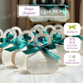 Hộp quà cưới tặng khách - set 1 hộp giấy mini, túi đựng quà mini tặng kèm nơ ruy băng - UNIQUE FRAGRANCE