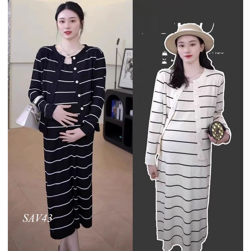 Set Áo Váy Len Kẻ Xinh SAV43