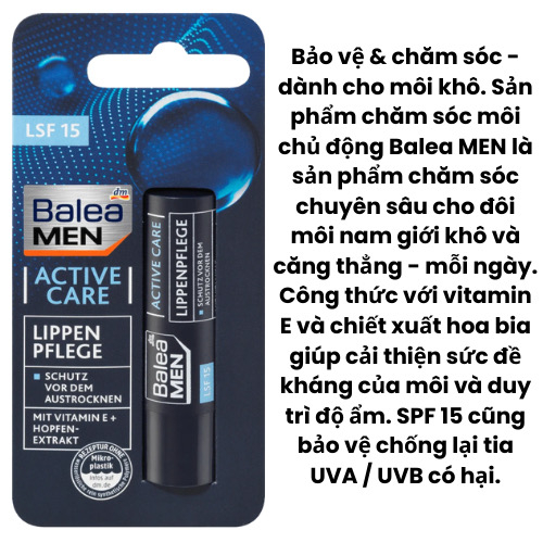 Son dưỡng môi BALEA dành cho Nam và Nữ giúp môi mềm mịn, căng bóng