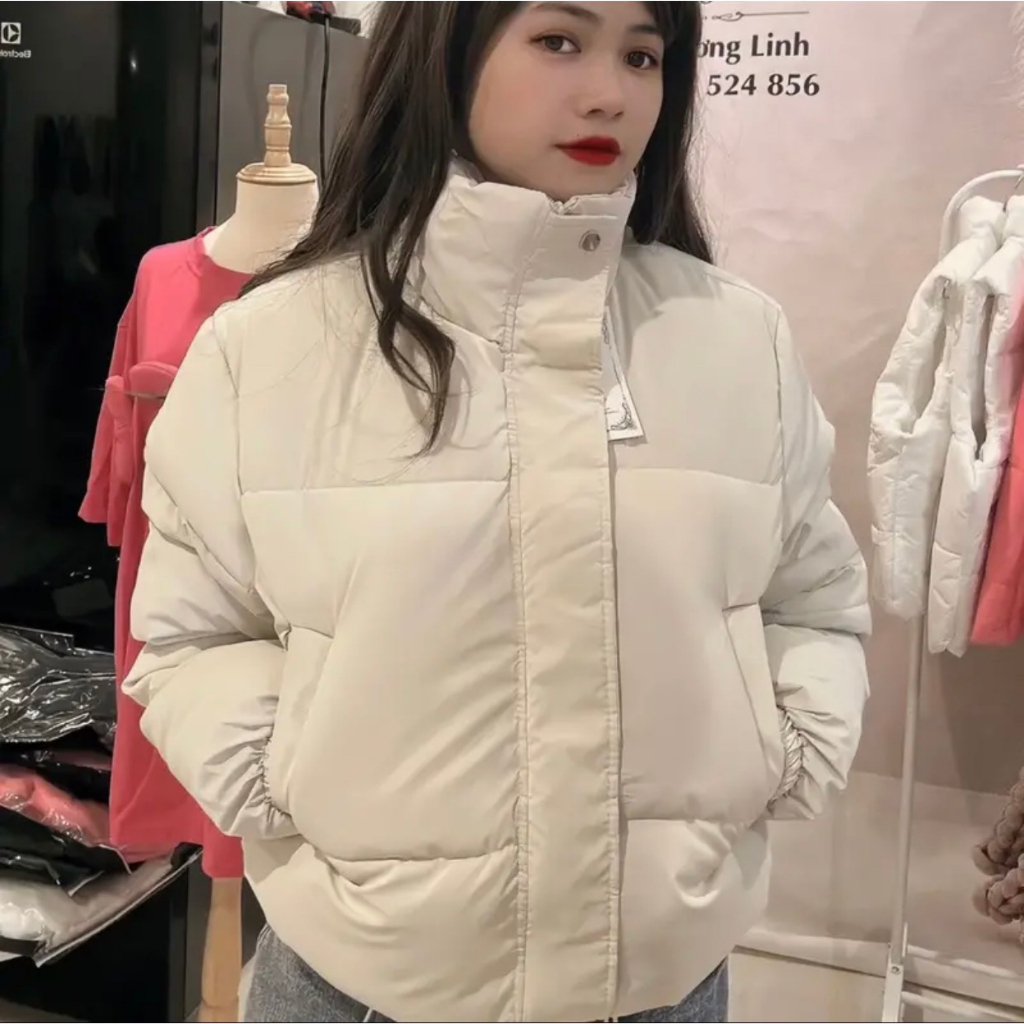 Áo phao nhung lỳ dáng croptop hót trend. Hàng quảng châu cao cấp