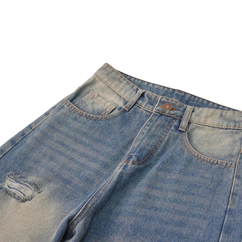 HEAVEN BLUE V1 WASH JEANS - Quần jeans xanh rách 1008