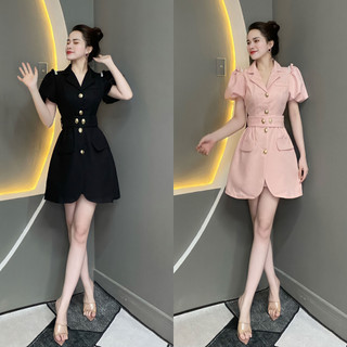 Đầm thiết kế cổ vest tay phồng v1234 - thanh tự