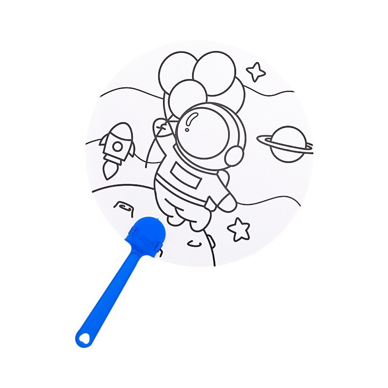 Quạt tô màu - quạt cầm tay tô màu - Quạt xếp hình DIY có tay cầm họa tiết hoạt hình đáng yêu cho bé