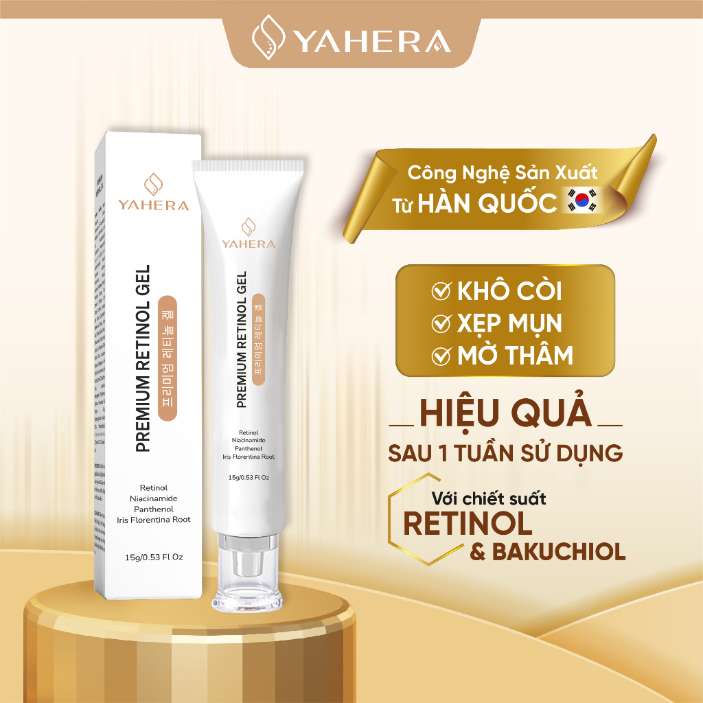 Bộ đôi giảm mụn và dưỡng trắng da YAHERA Gồm Gel chấm mụn 15g và serum dưỡng trắng 30g