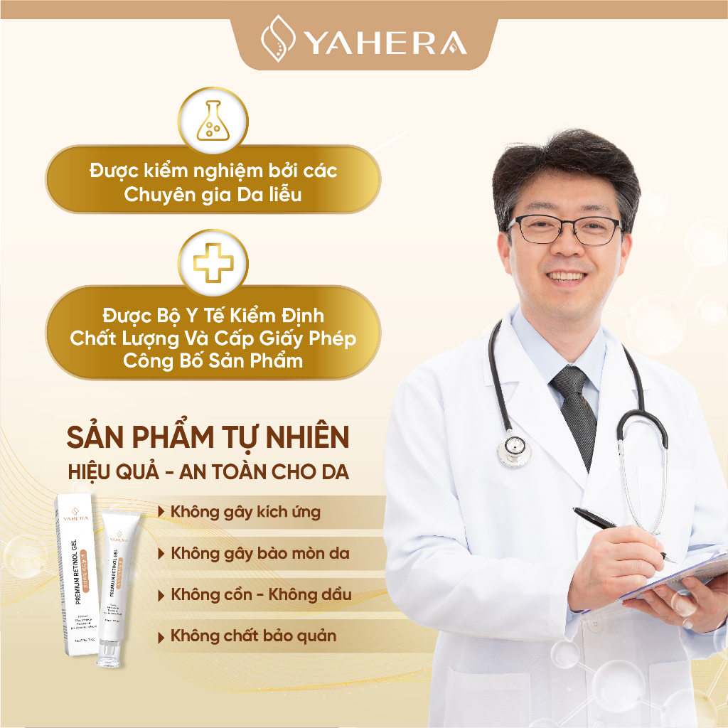 Bộ đôi giảm mụn và dưỡng trắng da YAHERA Gồm Gel chấm mụn 15g và serum dưỡng trắng 30g