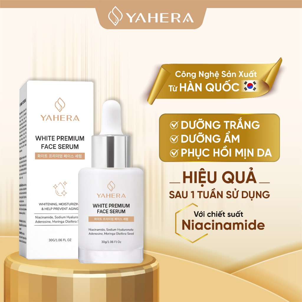 Bộ đôi giảm mụn và dưỡng trắng da YAHERA Gồm Gel chấm mụn 15g và serum dưỡng trắng 30g