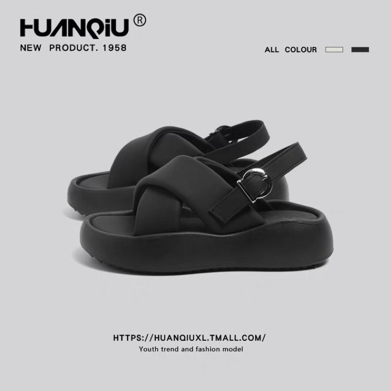 Dép quai hậu độn đế HUANQIU cao cấp chính hãng, dép bánh mì nâng chiều cao cho nữ cao 4cm