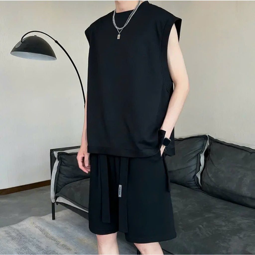 Set Đồ Thể Thao Áo Ba Lỗ Phối Quần Short Thoáng Khí Thời Trang Năng Động