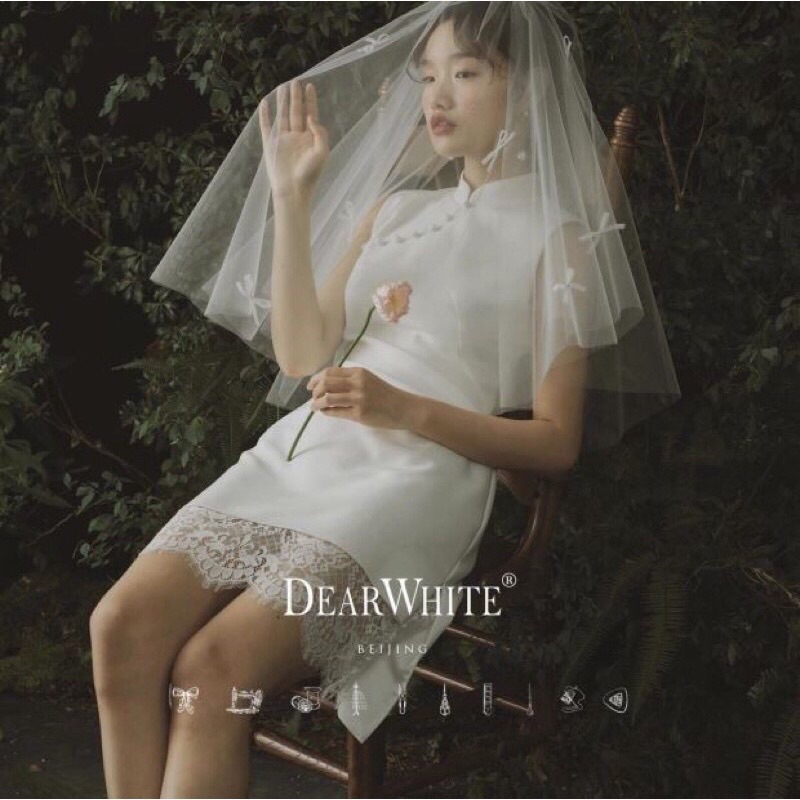 Lúp voan cô dâu đính nơ nhí xinh xắn TH15